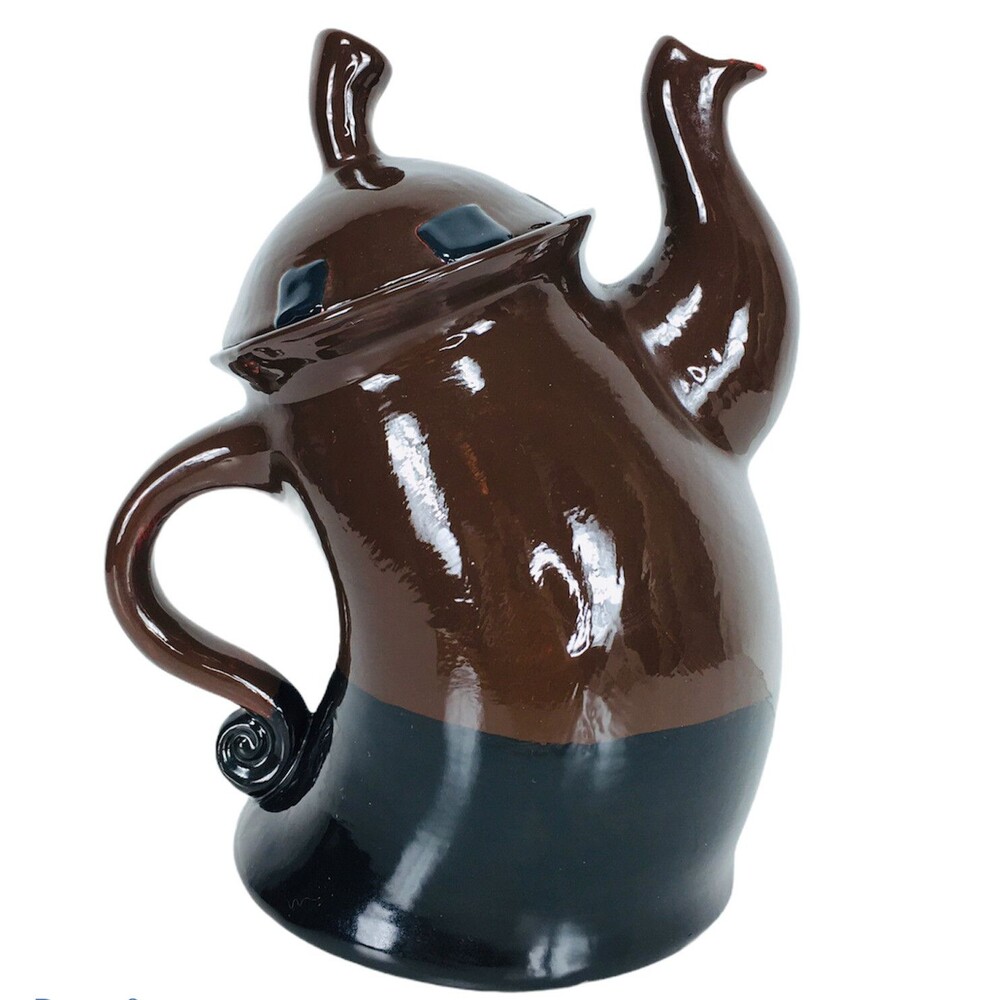 Vintage Mayco Ceramic Whimsical Dancing Crooked Teapot Coffee Pot Art OOAK
